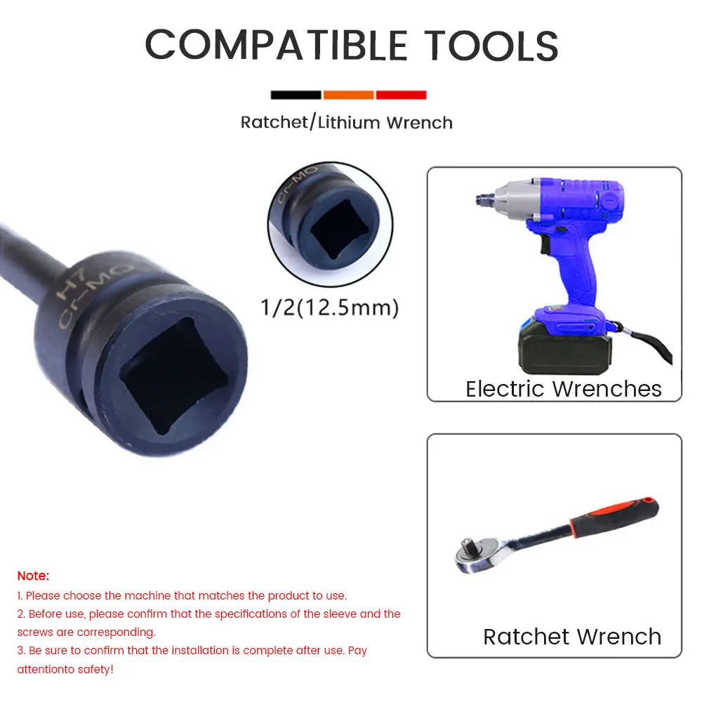 Podofo 10 Pcs Torx Impact Socket Bits 1/2 Inch Drive Socket Adapter Screwdriver Bits Hexagonal Screwdriver Bit Socket Set H5-H19