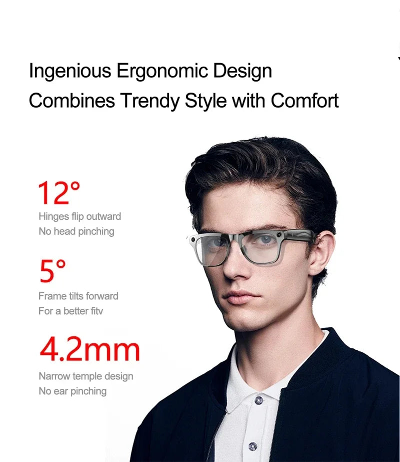 AI Smart Glasses with 100MP Camera & Spatial Audio - Tidesmit Tidesmit