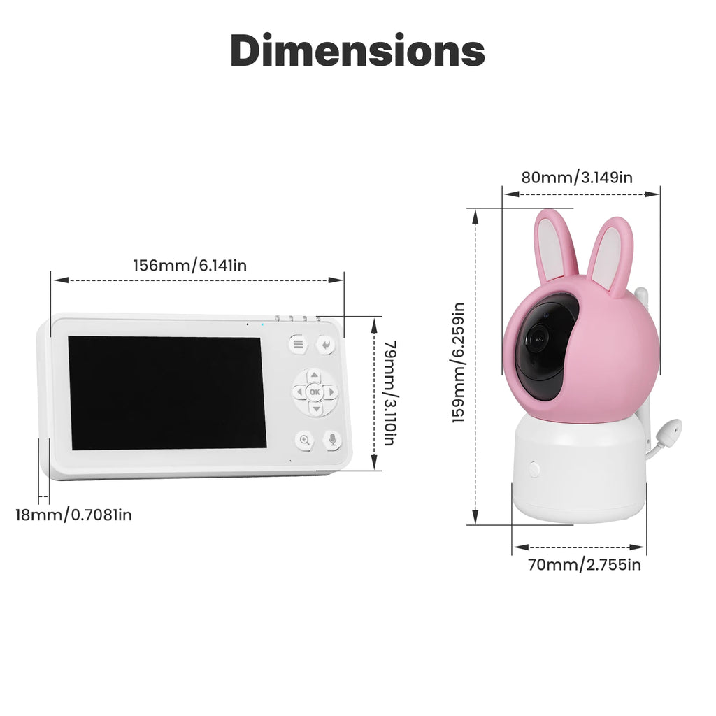 MOES Tuya WiFi Smart Baby Monitor Security Camera 4.5 Inch LCD Screen PTZ Zoom Video Surveillance Temperature Sensor