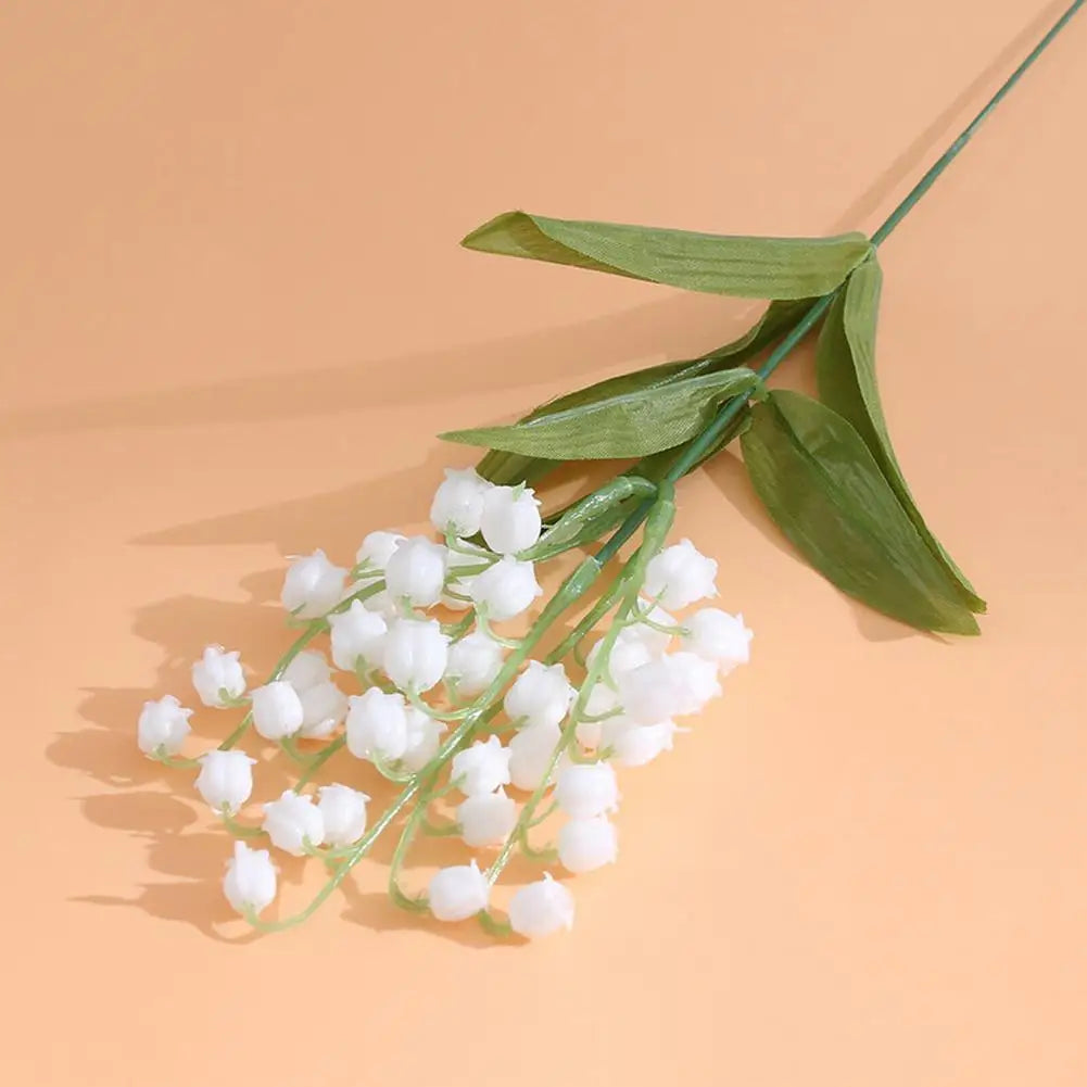 1 Pcs Artificial Flower Lily Of The Valley Flower Bunch W/ 3 Bunch White Green For Home Decoration Accessories