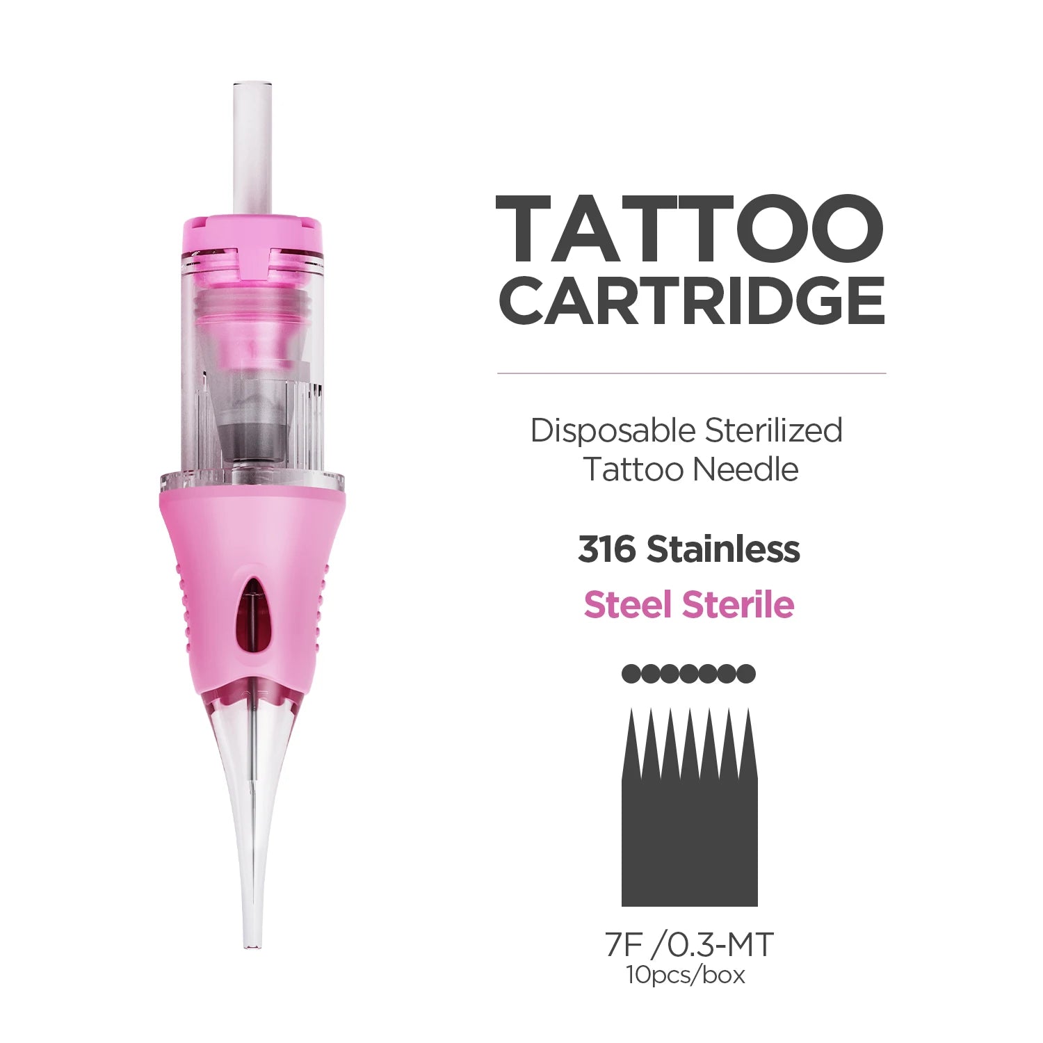 Permanent Makeup Needles - Sterile Tattoo Cartridge 10 Pack Permanent Makeup Machines 7F 0.3-MT China Mainland Tidesmit