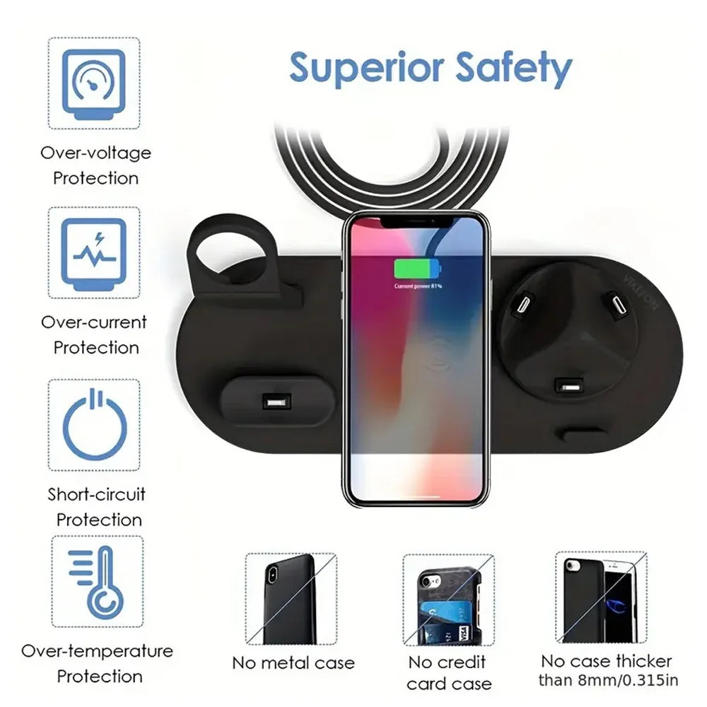 Wireless Charging Station for iPhone & AirPods | Qi Certified Fast Pad Tidesmit