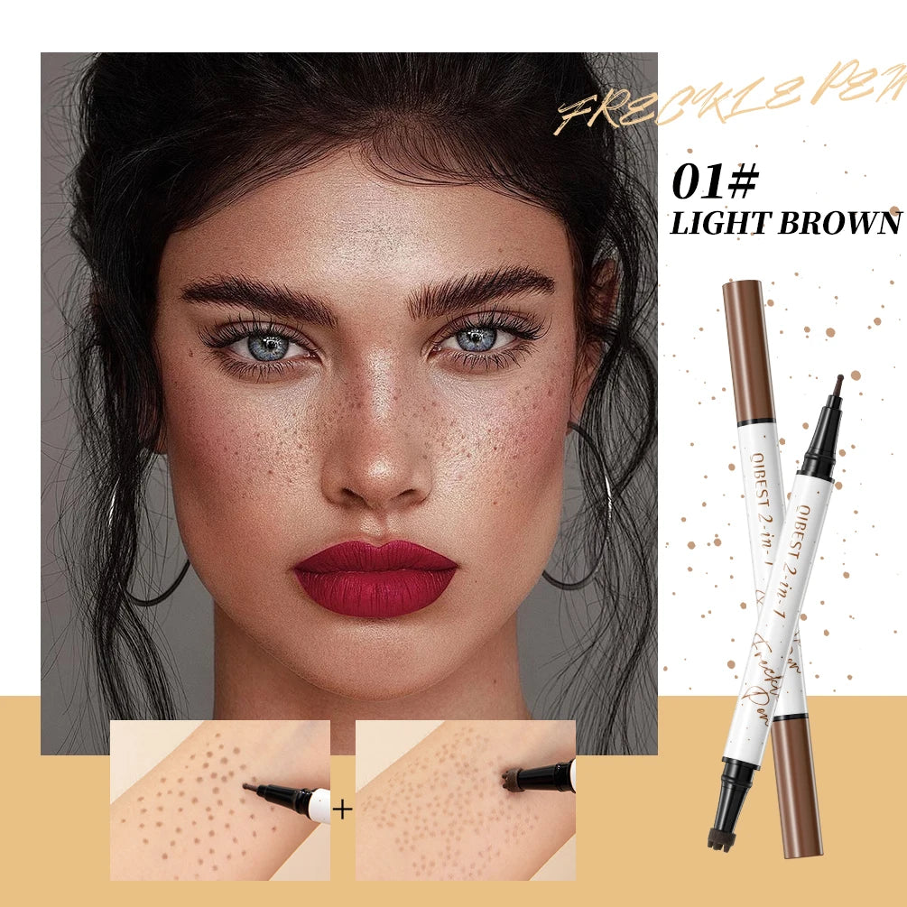 Tidesmit 2-in-1 waterproof freckle stamp pen in natural brown for realistic face makeup application detail view