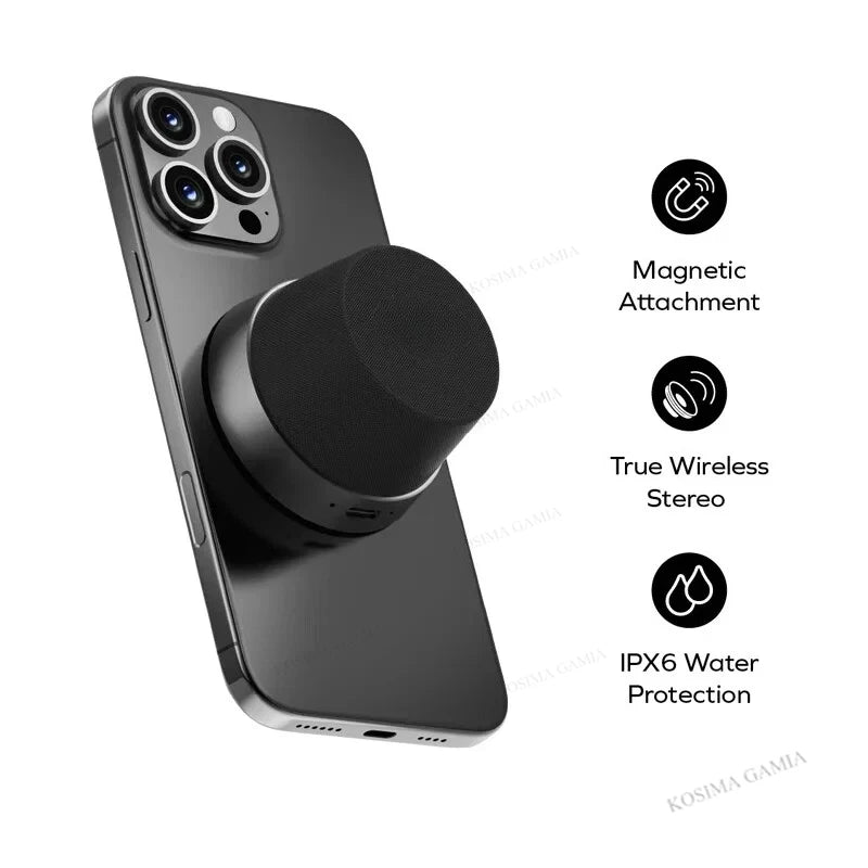 Waterproof Mini Sound Portable Magnetic Speaker White Noise Machine Tws Connected Speaker With Magnetic Phone Stand