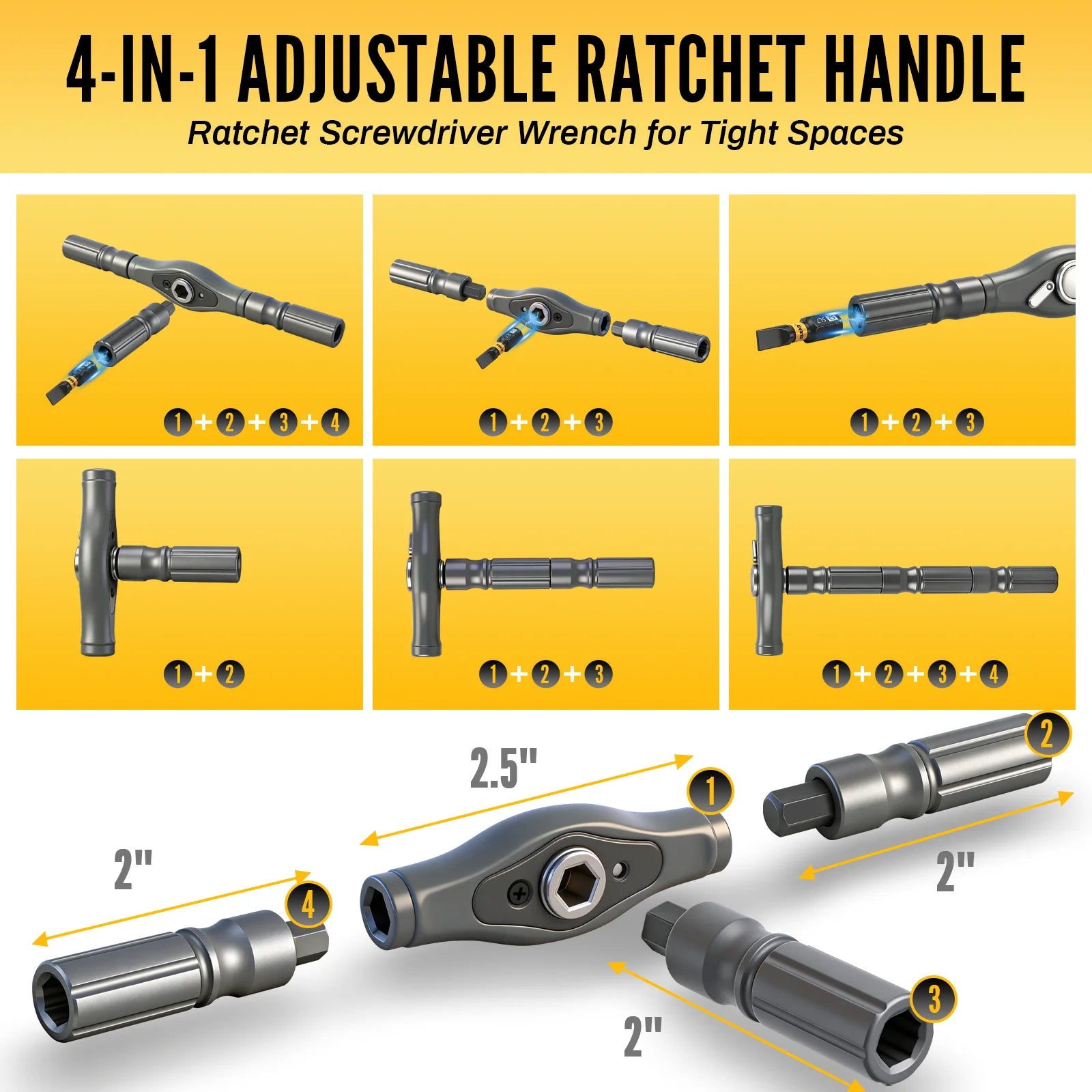 ED 46-in-1 Magnetic Ratchet Screwdriver Set with Bits, Nut Drivers & Storage Case, Multi Repair Tool Kit for Furniture, Computer