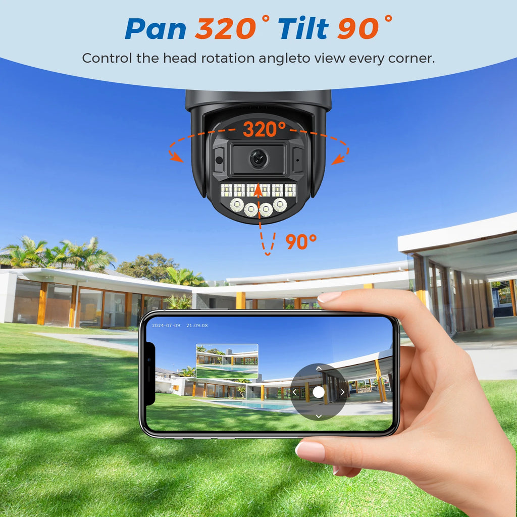 10MP PTZ IP Camera 8MP 5K Outdoor Dual Lens Dual Screen 5G WIFI Camera AI Tracking Security Protection CCTV Surveillance Camera
