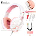 Wired Gaming Headset with Microphone - 7.1 Surround Sound for PC and PS5 White Pink Tidesmit