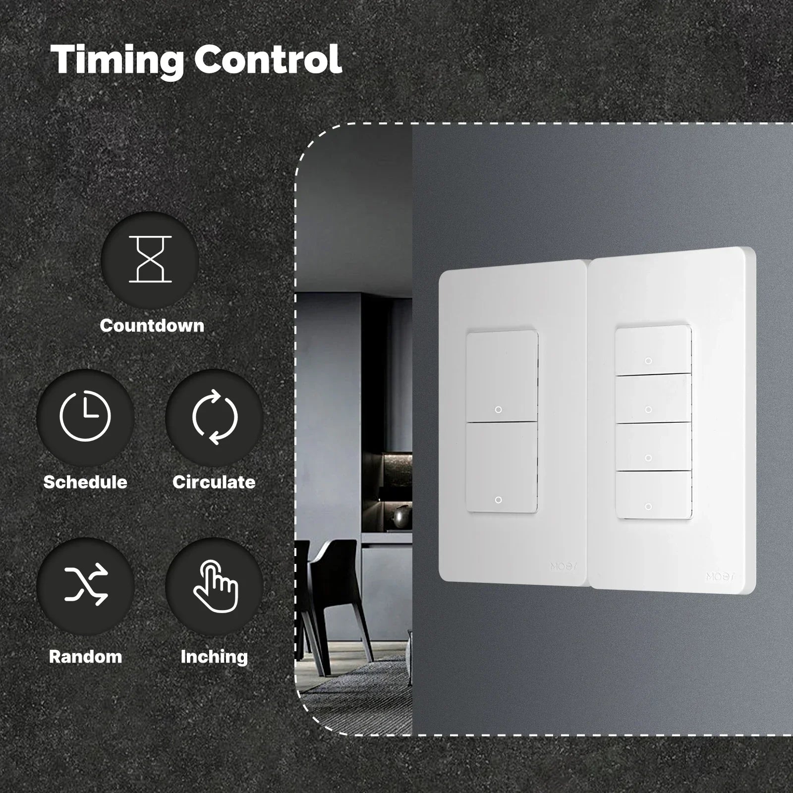 Smart Wi-Fi Wall Switch | App Controlled Light Switch | 1-4 Gang Tidesmit Tidesmit