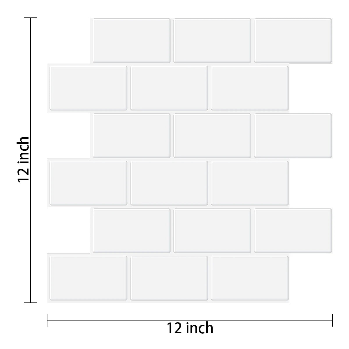 3D brick peel-and-stick wall sticker sheet set, white rectangular blocks with raised look