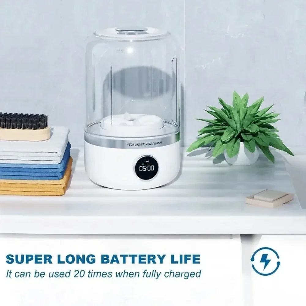 Tidesmit 1L portable underwear and socks washing machine feature view showing laundry bucket drying basket