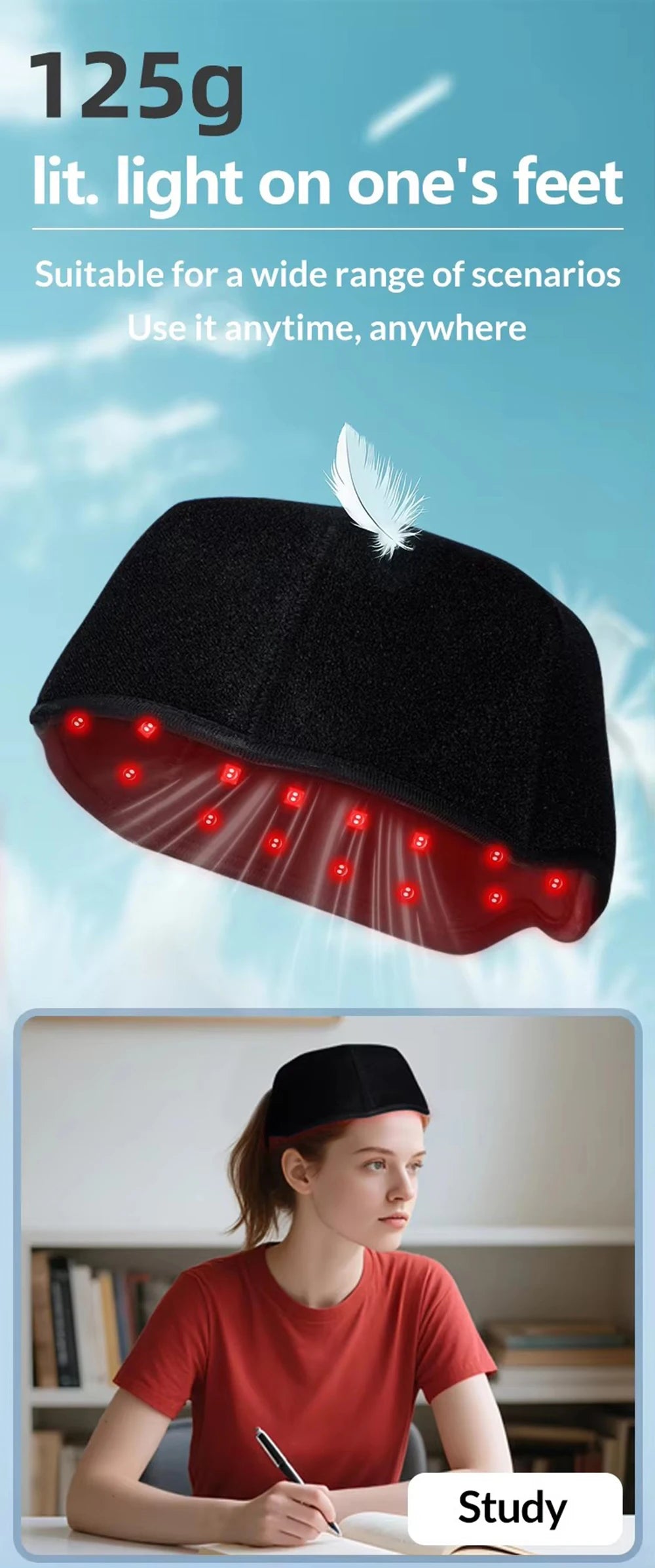 660nm 850nm Red & Infrared Light Hair Growth Cap, USB Charging Red Light Therapy Device Hair Loss Treatment Hair Regrowth Helmet