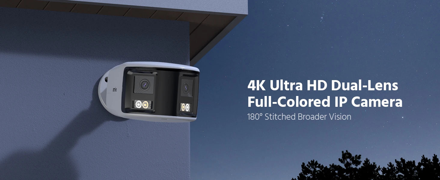 ANNKE Smart Home 180° 8MP/6MP DUO POE Dual Lens Wide View Outdoor Video POE Camera,4K AI Human Detect,8MP Security CCTV Camera