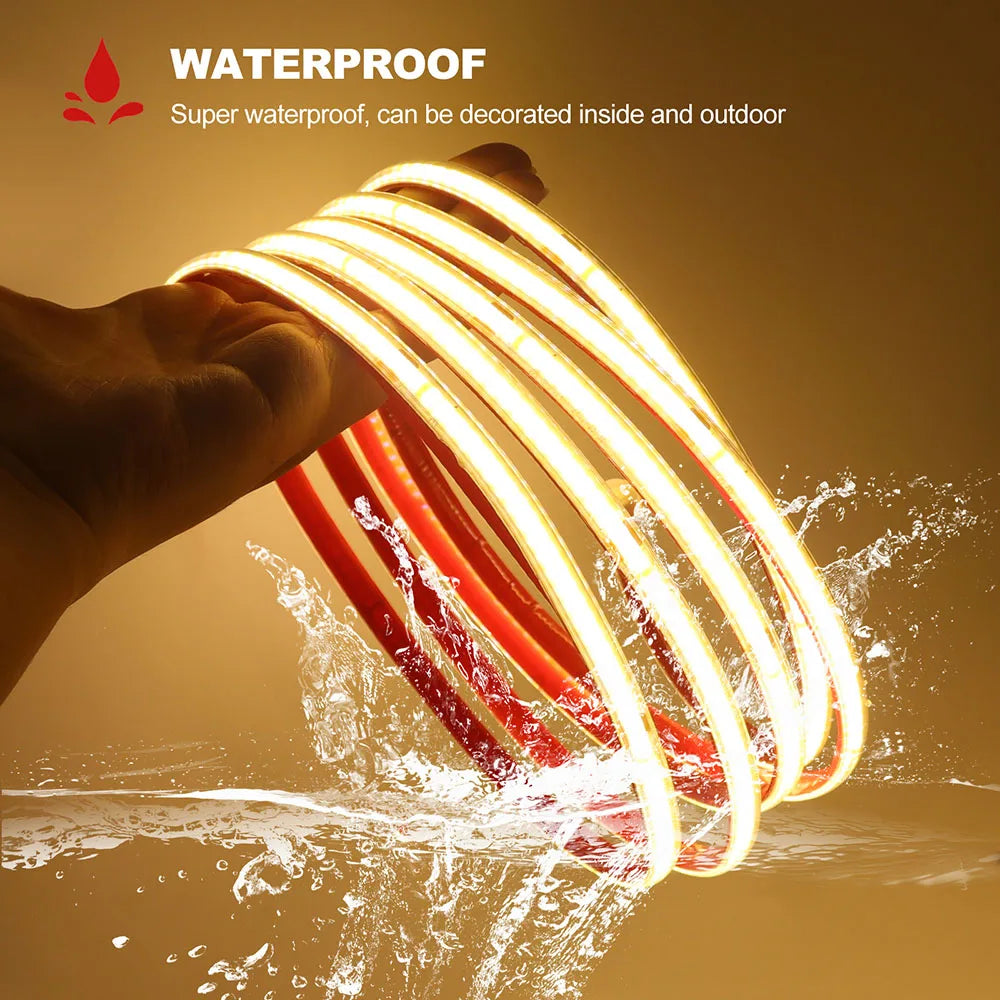 220V RA90 COB LED Strip Light Bright Waterproof Driver Build In 10cm Can Be Cut 240LEDs/M Flexible Adhesive Tape Home Decoration