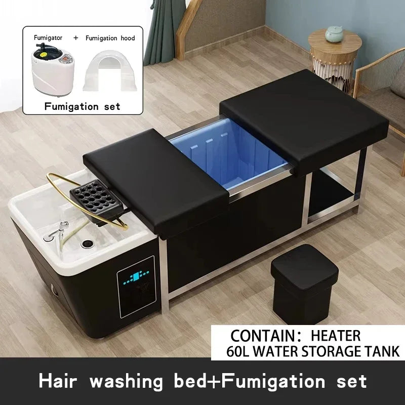 Massage Shampoo Bed with 90L Tank - Professional Salon Spa Station Massage Chairs black China Mainland Tidesmit