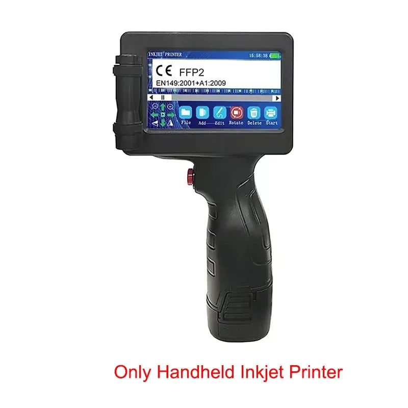 Handheld inkjet printer with touchscreen display