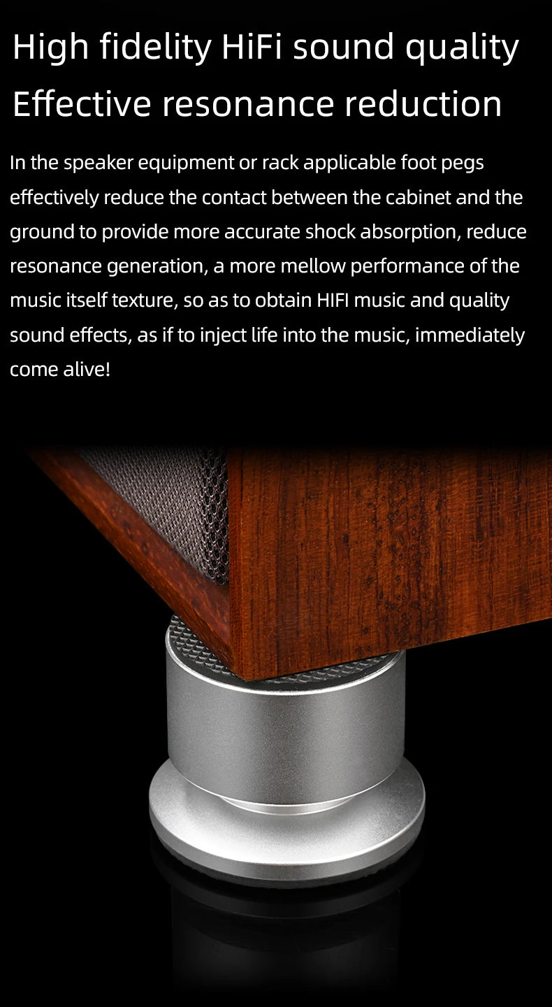 HiFi 4Pcs Speaker Spike Stand Foot Pads Aluminum Alloy Mixer Carbon Fiber Adjustable Shock-absorbing Feet Pegs for Speakers