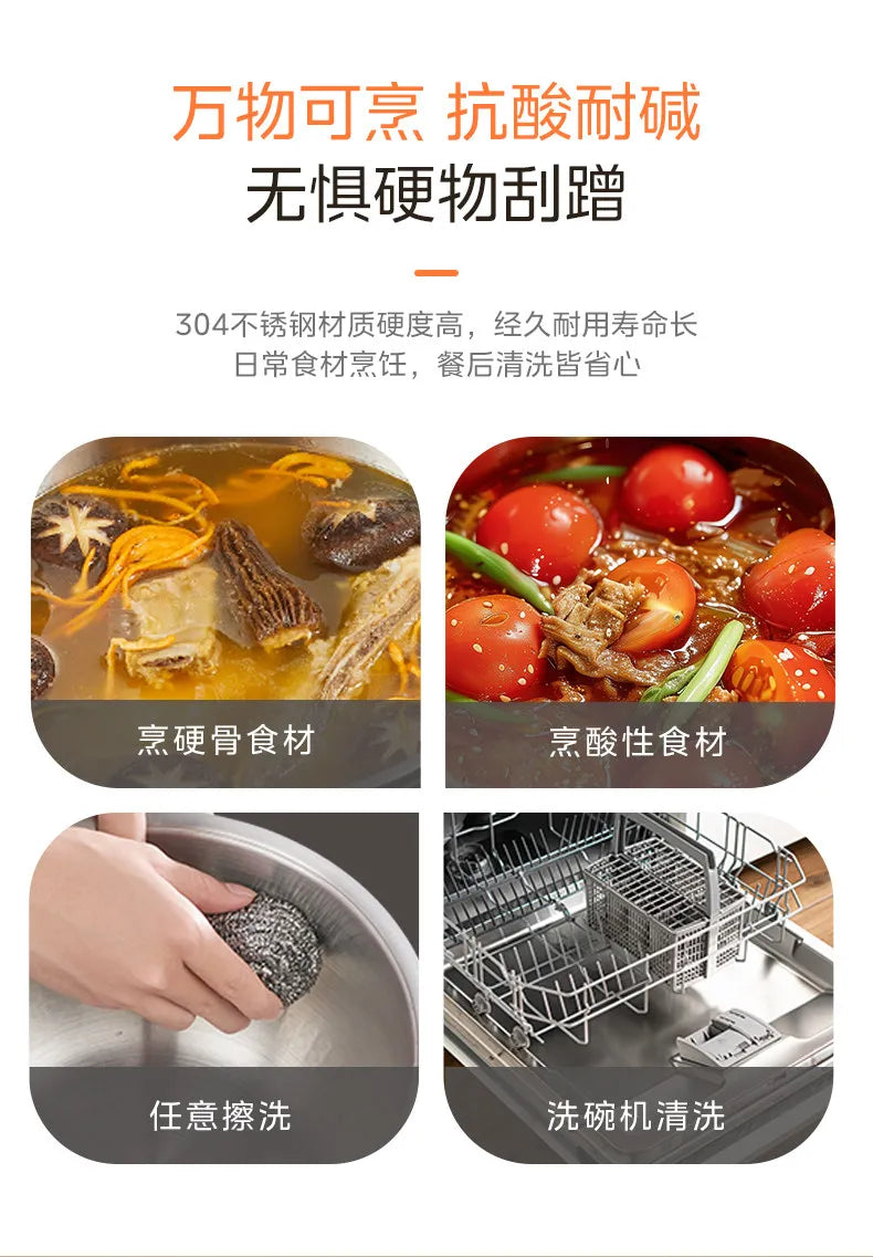 Dual-liner electric pressure cooker with food and cleaning feature icons