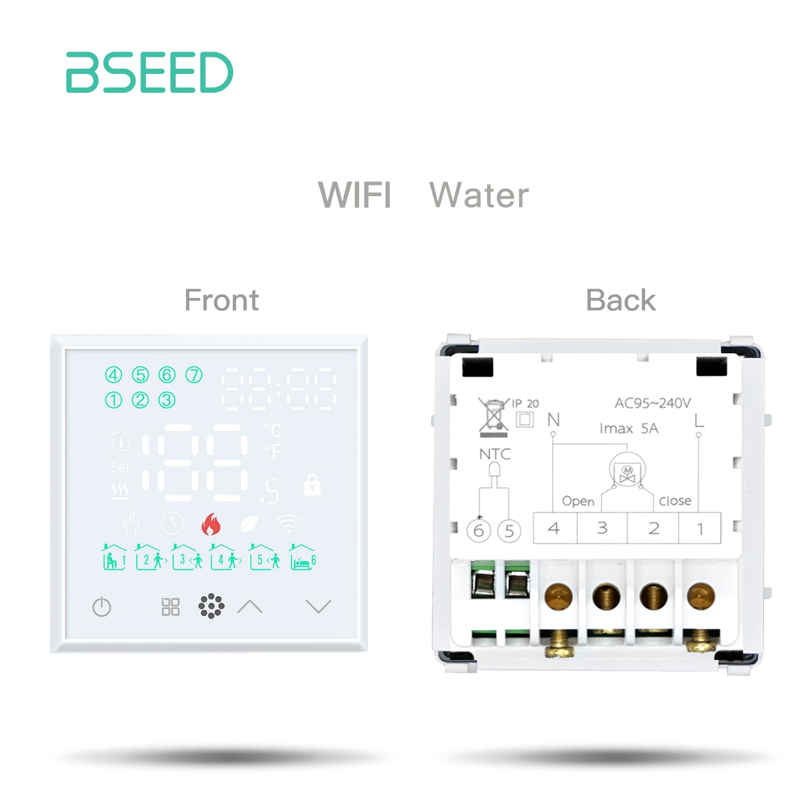 Tidesmit Smart Wi-Fi Floor Thermostat - App-Controlled Home Climate White Water Module Tidesmit
