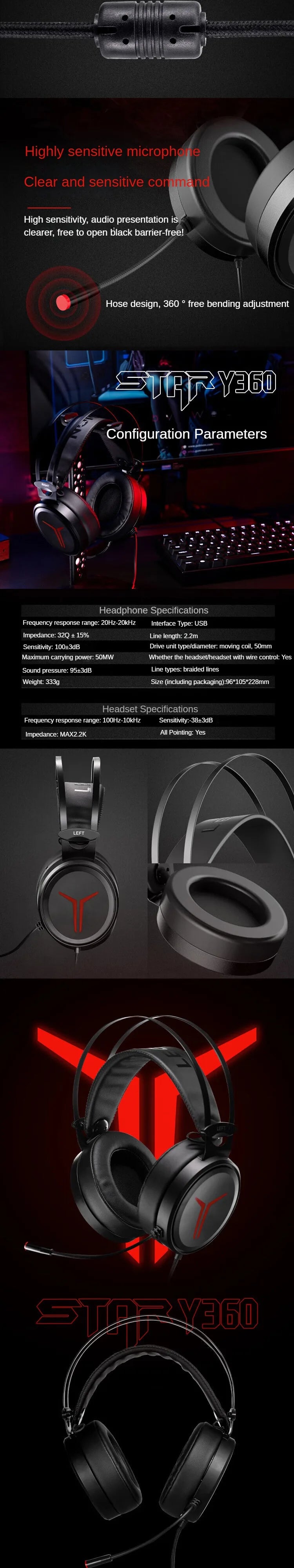 Lenovo Legion Gaming Headset - Over-Ear Wired Audio with Noise-Cancelling Mic Tidesmit