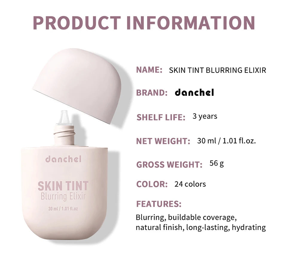Tidesmit Skin Tint Blurring Elixir Foundation 24 color swatch set for full coverage hydrating face makeup