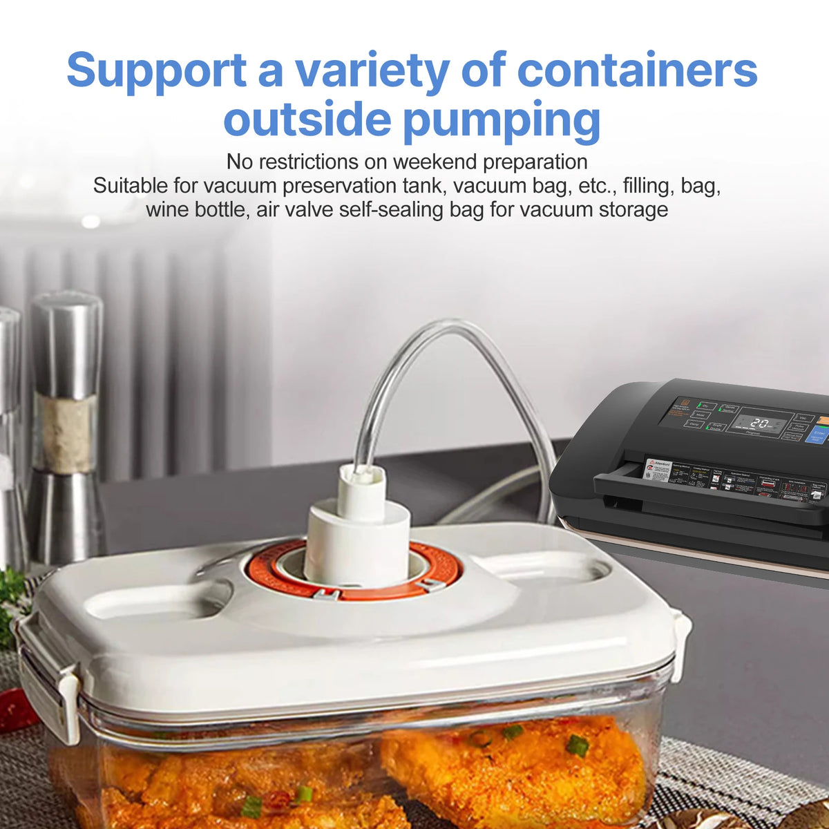 Food Vacuum Sealer Machine with Dry/Wet Pumping/Sealing for All Food Storage 85kPa Suction Power Food Bag Sealer Built-in