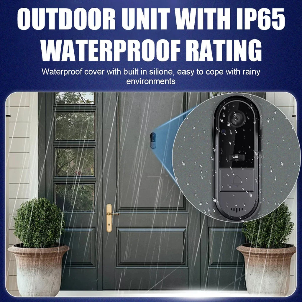 Wireless Wifi Doorbell Camera 1080P Video Intercom Doorbell Waterproof 4.3in IPS Screen Home Security Door Bell IR Night Vision