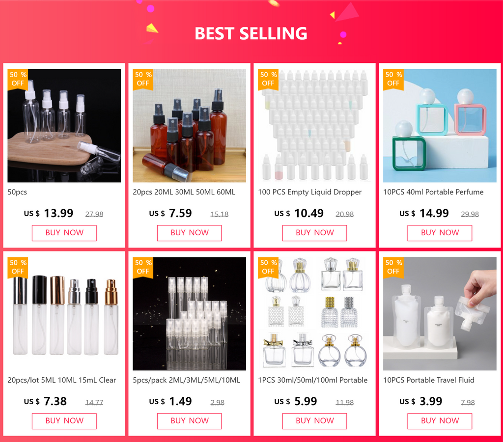 10Pcs Spray Bottle 10ml 30ml 50ml 60ml 100ml Wholesale Empty Vial Refillable Mist Pump Perfume Essential Oil Atomizer Travel