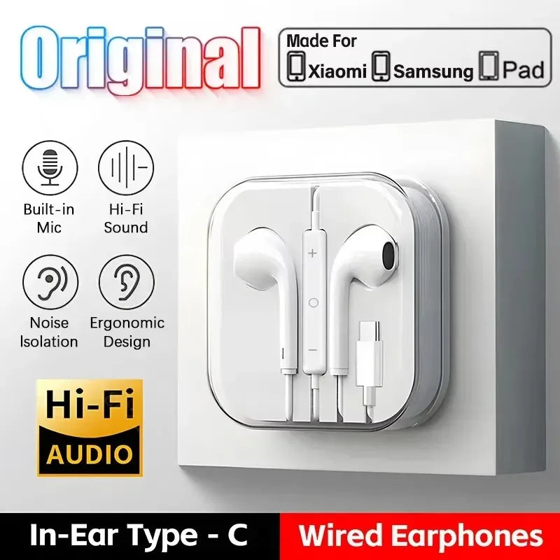 For Xiaomi Headphones Xiaomi Mi 14 13 12 11 in-ear Earphones Redmi Note 10 9 8 7 Type C 3.5mm Wired Headset Phone Accessories Tidesmit