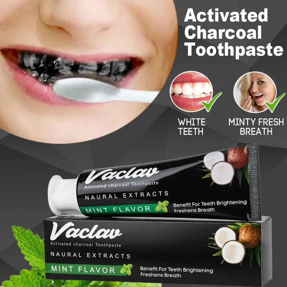 Tidesmit natural activated charcoal mint toothpaste for professional teeth whitening and plaque removal