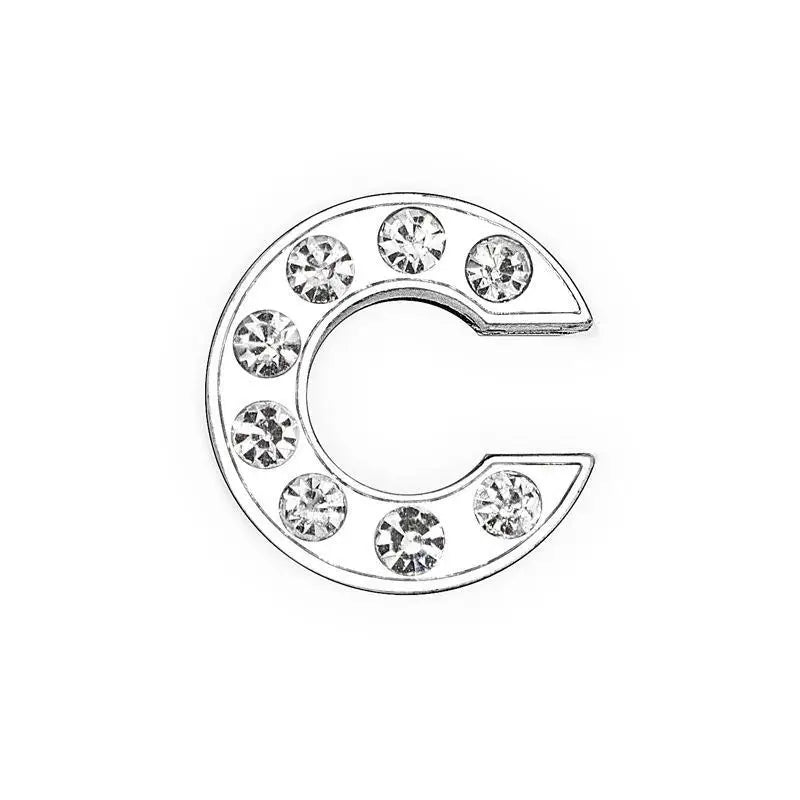 Silver rhinestone letter C slide charm for 8mm DIY pet collars to personalize your dog or cat's accessories.