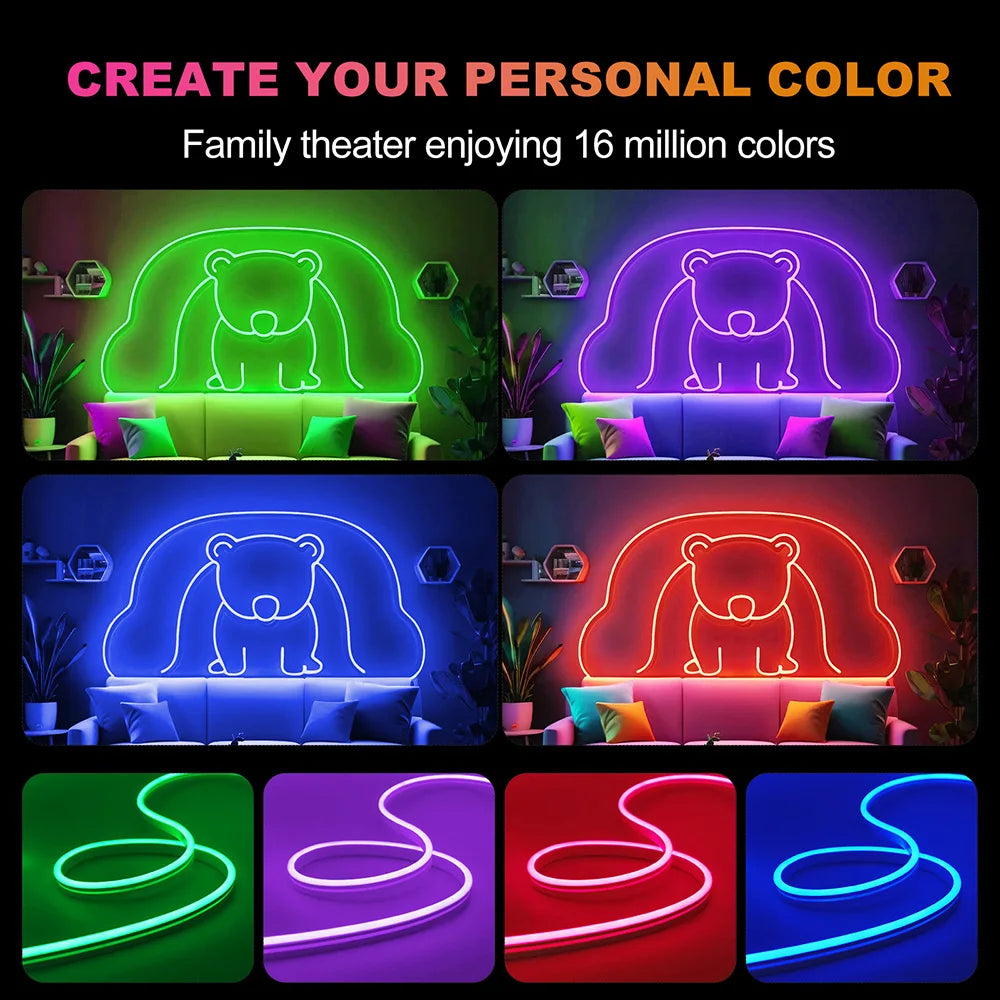 5V USB RGB LED Neon Strip Light 24key Remote Control Adhesive Tape 3535 108LED/m 6x12mm Waterproof Flexible Lamp Home Decoration
