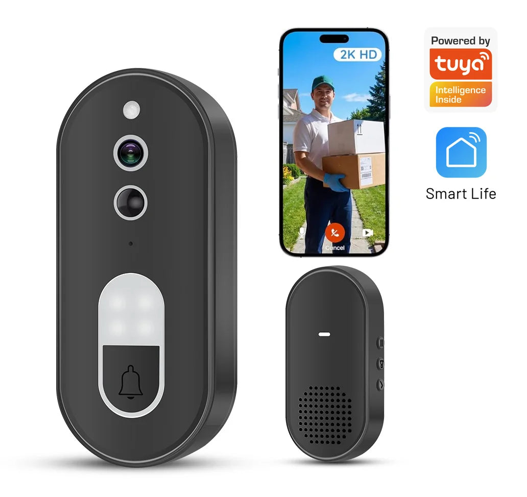Tuya 1080P HD Wireless WiFi Video Doorbell Smart Home Security Camera Two Way Audio Night Vision Motion Detection IP65Waterproof