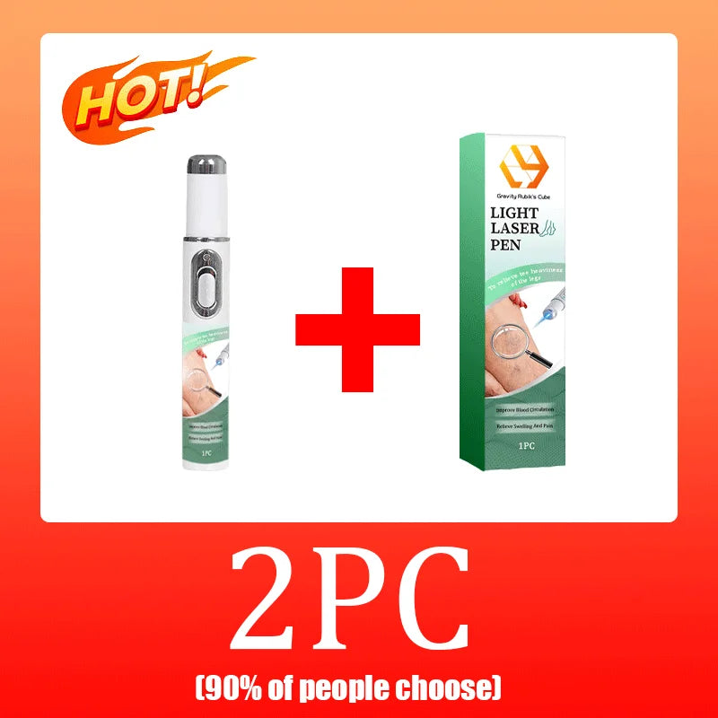 2-pack handheld laser pen device for spider vein and varicose vein relief on legs, compact white design.