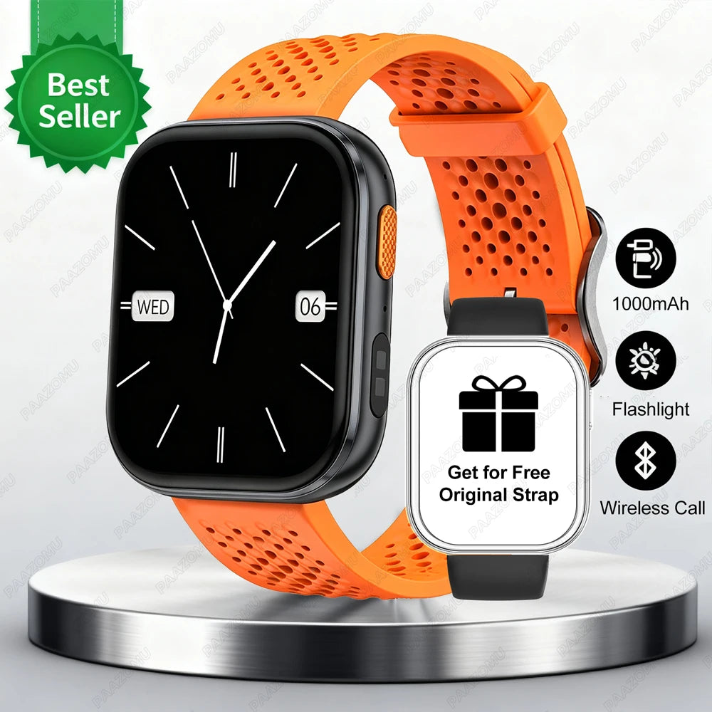 New 1000mAh Battery Smart Watches Men Heart Rate Sleep Monitor Bluetooth Call IP68 Waterproof Smartwatch Women For Android iOS