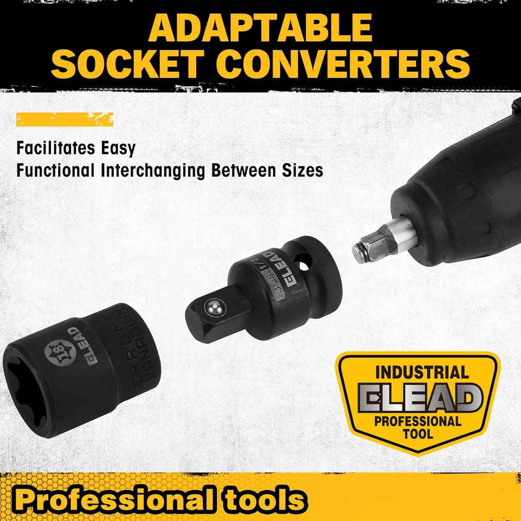 ELEAD 31PC Torx Bit Socket Set Premium CR-V & S2 Alloy Steel Star T8-T70 & E-Torx E4-E24 High Torque Laser Marked