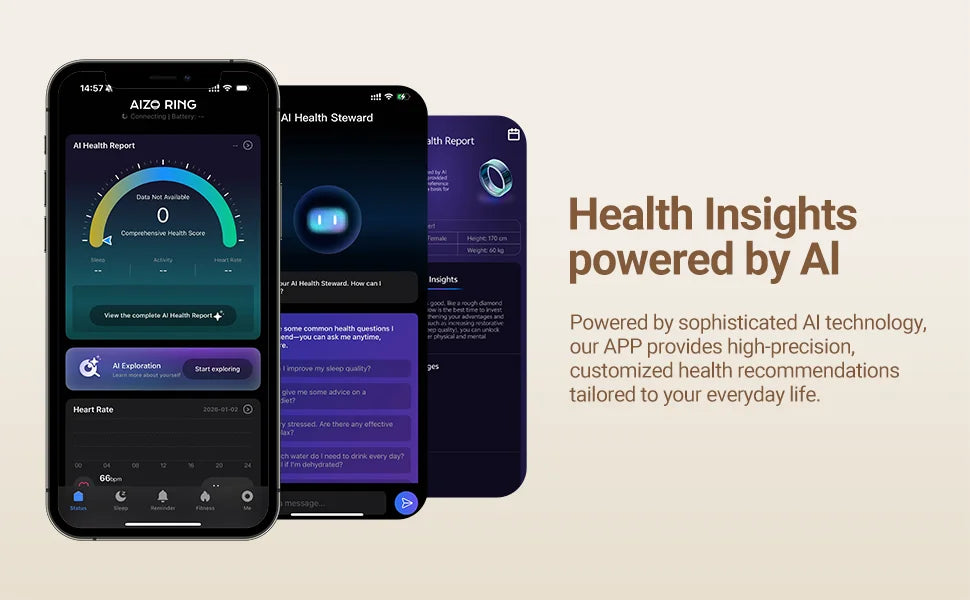 Smart Health Ring - Black Ceramic Fitness Tracker with Biometric Sensors Tidesmit