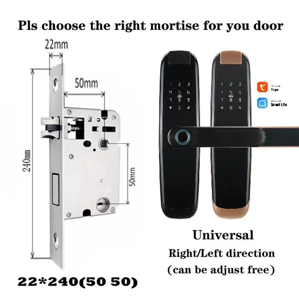 TUYA APP Compatible Smart Life App Unlock Smart Door Lock for Home Wood Door with Fingerprint Handle Combination Rfid Card