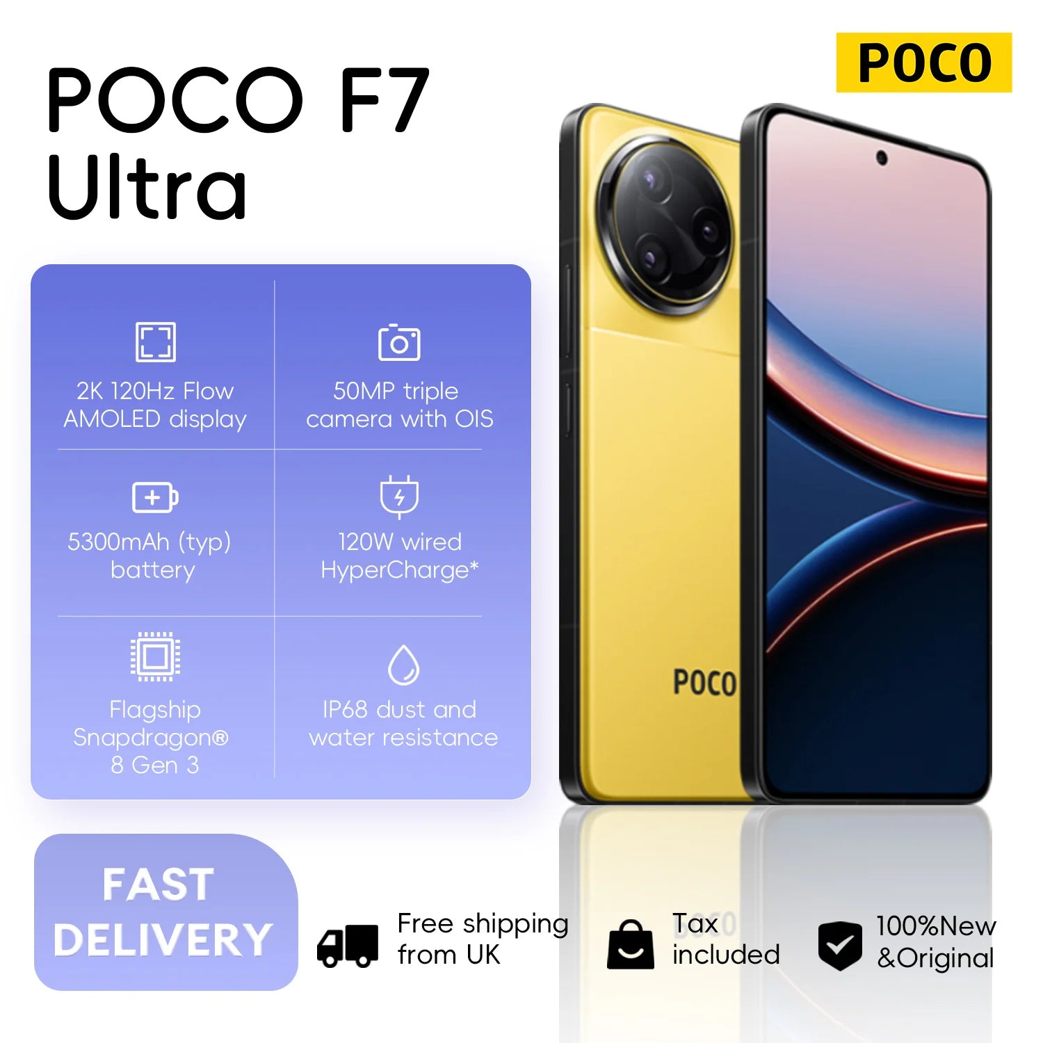 POCO F7 Ultra 5G Smartphone, 16GB RAM, 512GB Storage, 120Hz AMOLED AE Tidesmit
