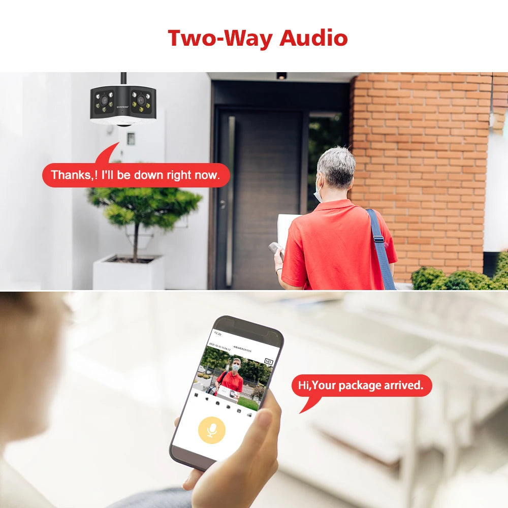 BOAVISION Outdoor 4K 8MP 180° Ultra Wide View Angle Panoramic WIFI Dual Lens Fixed IP Camera AI Human Detection Security Cam