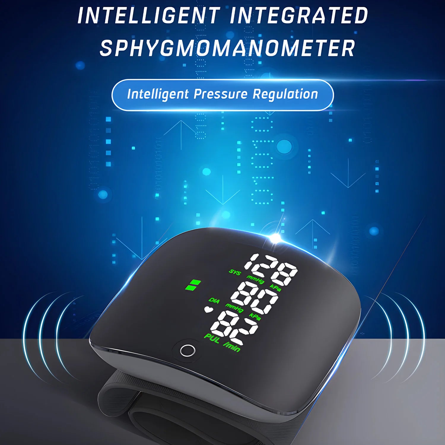 Rechargeable Wrist Blood Pressure Monitor Medical Tensiometro Health Sphygmomanometer Tonometer Heart Rate USB LED Display