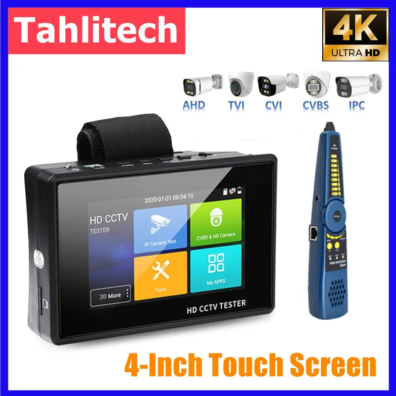 4 Inch Wrist CCTV Tools H.265 AHD CVI TVI CVBS CCTV Monitor for Analog IP Camera Tester POE Testers CFTV 4K CCTV IP Tester
