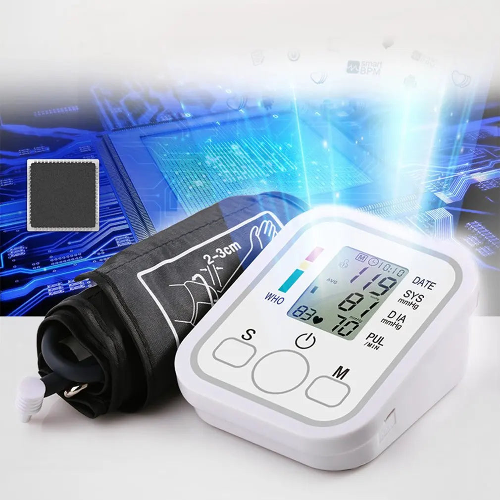 Tensiometer Heart Rate Pulse Meter BP Monitor Healthy Digital Arm Blood Pressure Meter Cuff Medical Automatic Pressure Tonometer
