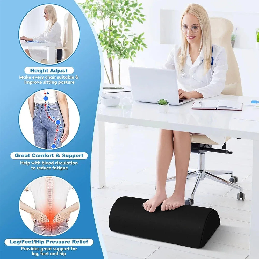 Memory Foam Under Desk Foot Rest - Ergonomic Support with Washable Cover Body Shaping Massage Equipment Tidesmit