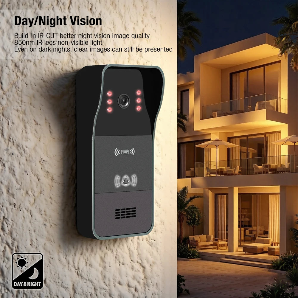 Video Intercom System 1080P Tuya WiFi  Video Door Bell Wireless Video DoorPhone with RFID  Unlock Door Camera