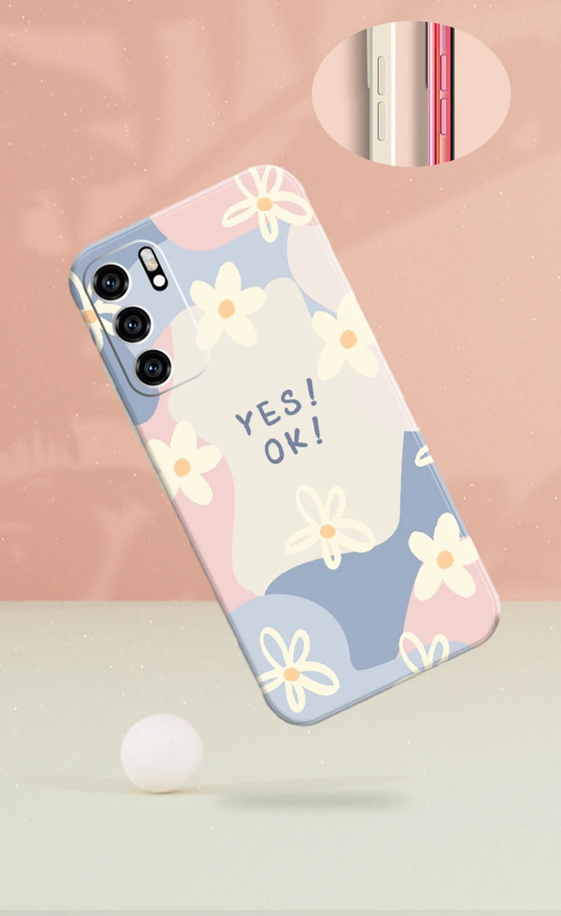 Samsung Galaxy Silicone Flower Case - Shock-Absorbing Square Cover Tidesmit