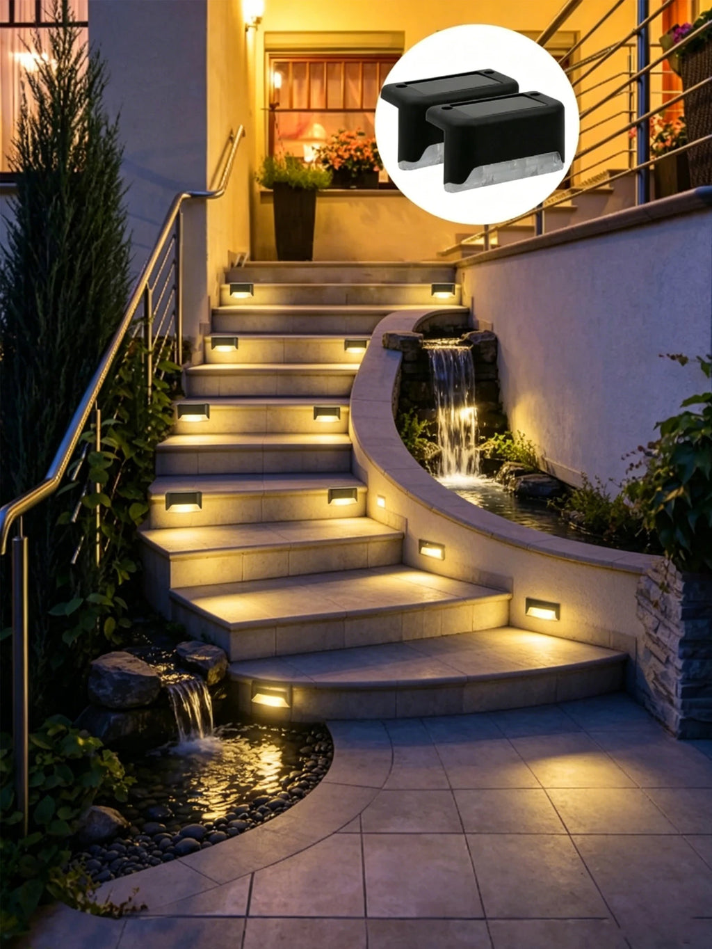 Solar Lights Outdoor Waterproof, Garden Fence Lights, Landscape Terrace Solar Step Lights - Suitable for Step Lighting Decoration, Guardrail Lighting, Etc