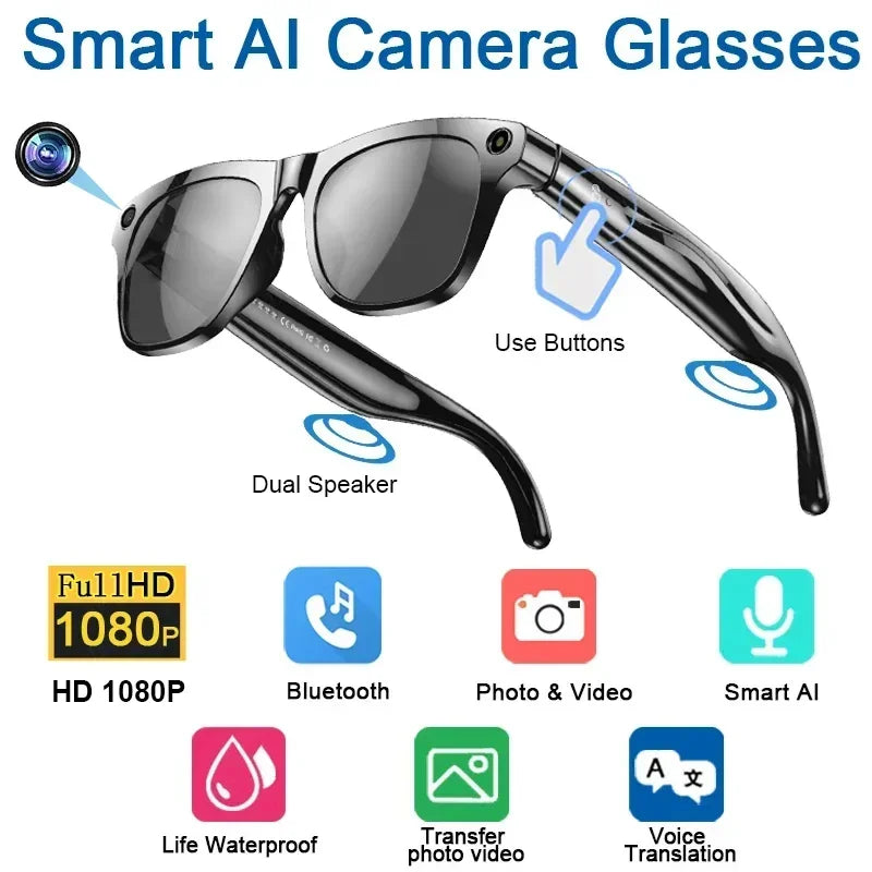 AI Smart Glasses with 8K Camera & Bluetooth Audio - Tidesmit Tidesmit