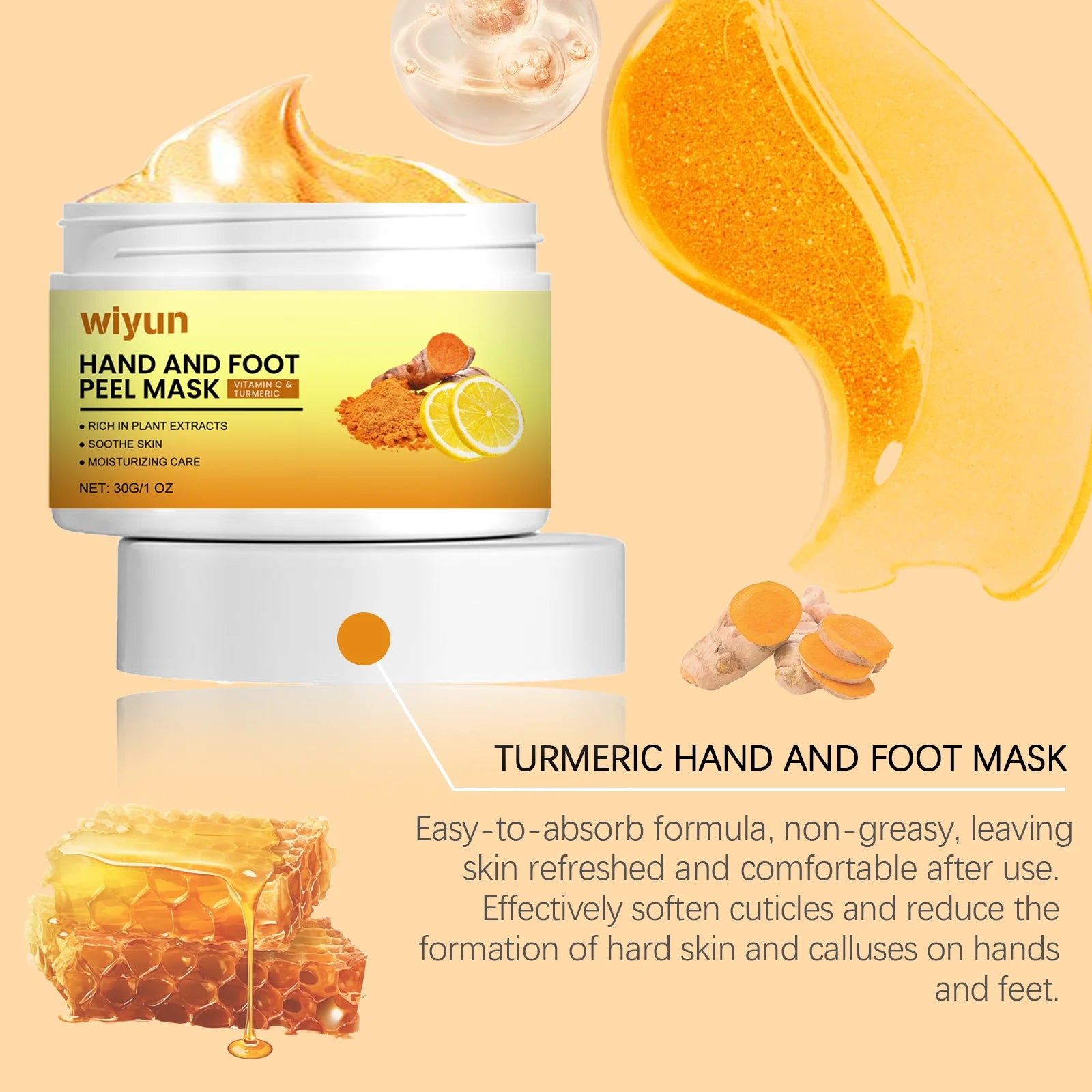 Vitamin C Turmeric Hand Mask for Exfoliation and Skin Repair - Tidesmit Scrubs Treatments Tidesmit