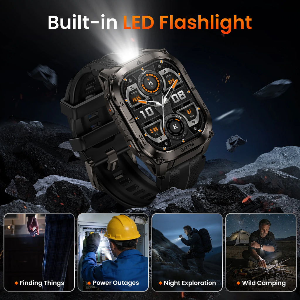 KOSPET TANK M4C Smartwatch for Men Tactical Outdoor Watch with Walkie-Talkie & GPS Military-Grade Durability 5ATM Waterproof