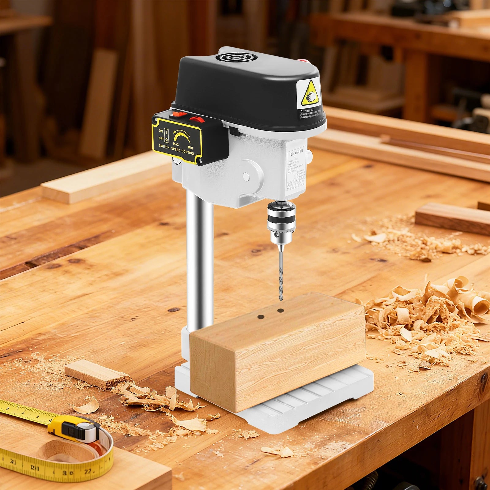 340W 220V Mini Bench Drill Press Corded Mini Table Drill,3 Adjustable Speed Benchtop Drill Press for DIY Creation Woodworking Metal Drilling
